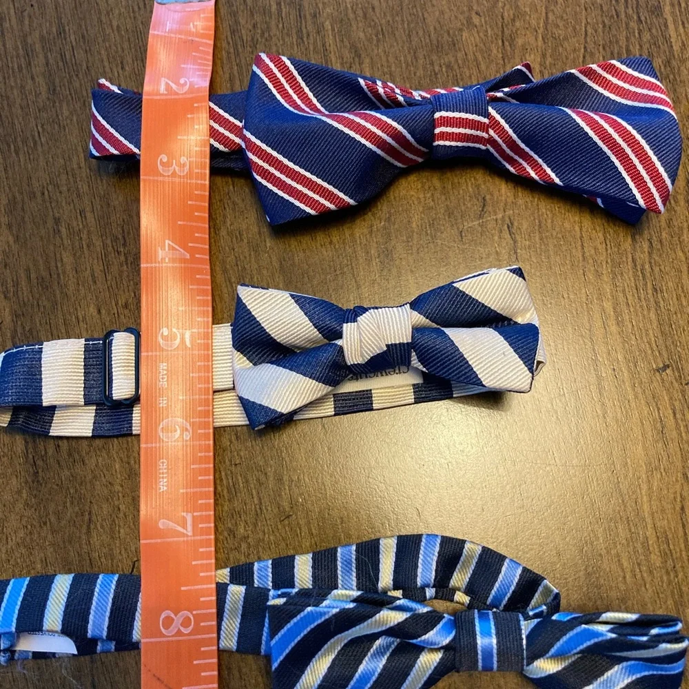 Striped Kids Bow Tie Set - Blue and Red